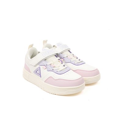 BASKET PEAK FILLETTE CUIR BLANC ROSE